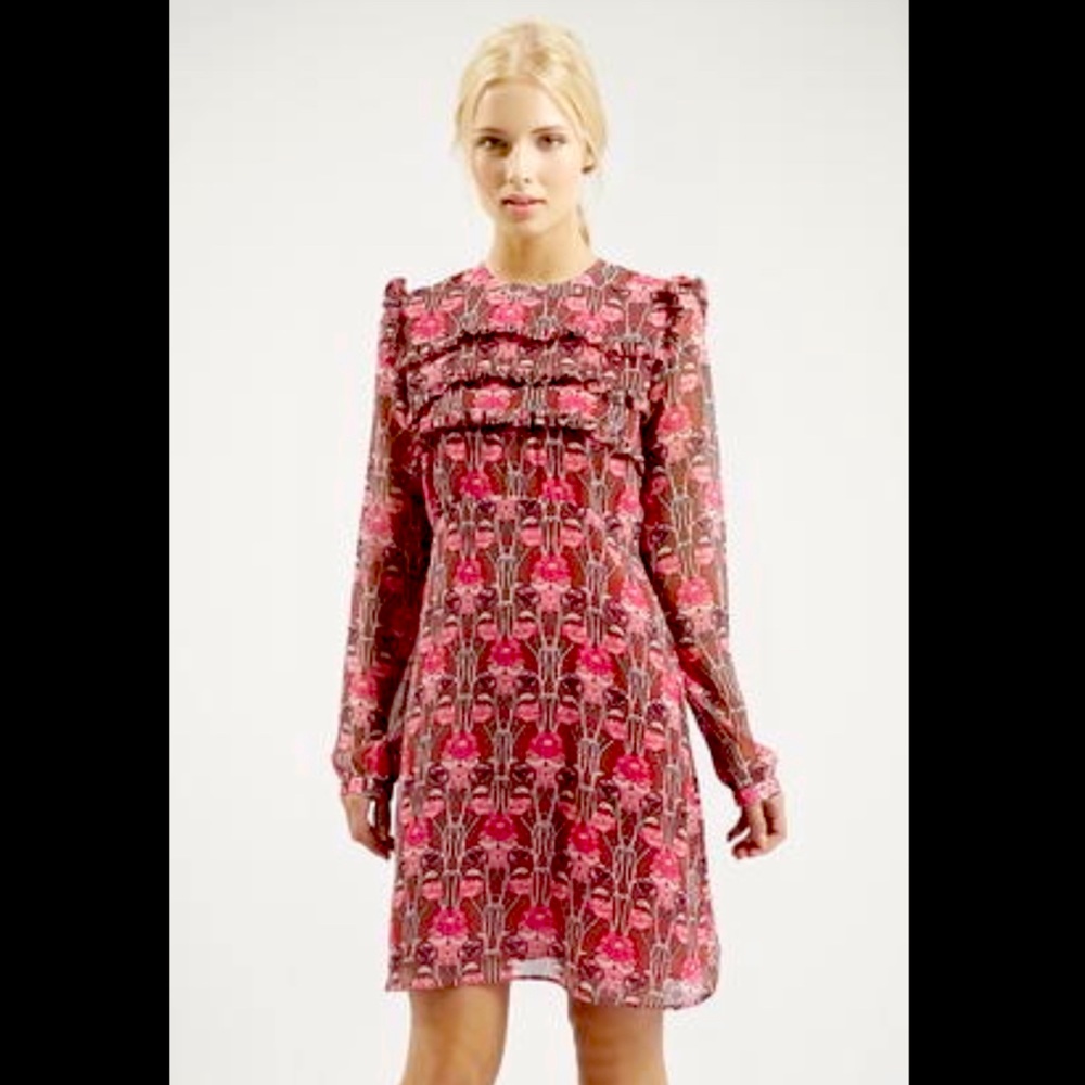 Topshop Floral Ruffle Dress - Picture 2 of 10